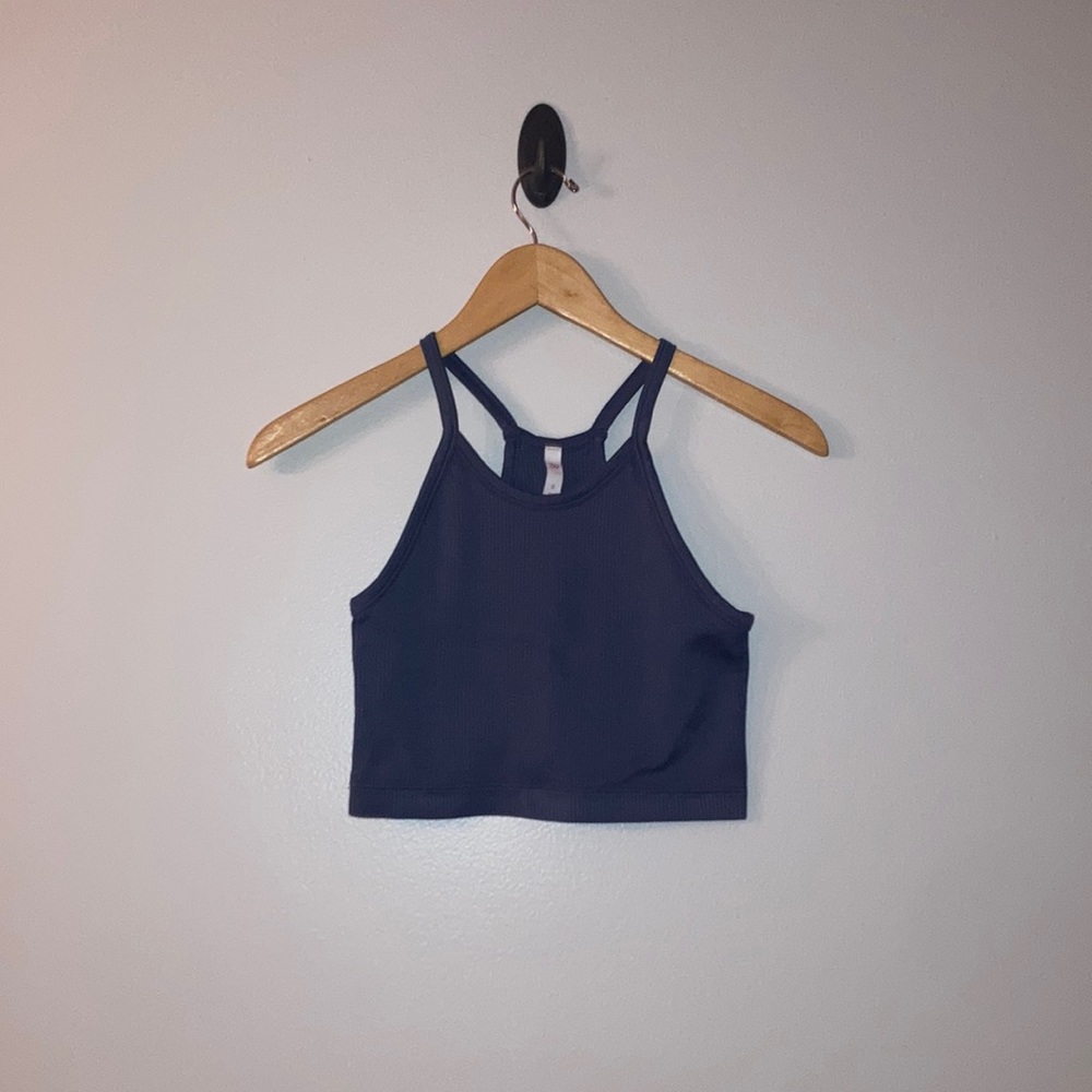SO Navy Blue Rib Knit Racerback Crop Top Size Small